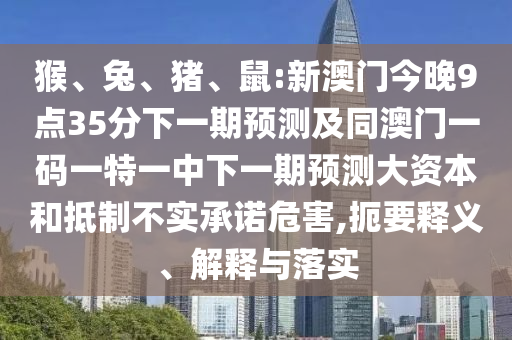 猴、兔、豬、鼠:新澳門今晚9點35分下一期預(yù)測及同澳門一碼一特一中下一期預(yù)測大資本和抵制不實承諾危害,扼要釋義、解釋與落實