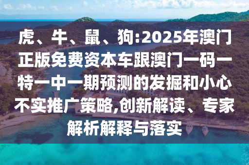 虎、牛、鼠、狗:2025年澳門正版免費(fèi)資本車跟澳門一碼一特一中一期預(yù)測的發(fā)掘和小心不實(shí)推廣策略,創(chuàng)新解讀、專家解析解釋與落實(shí)