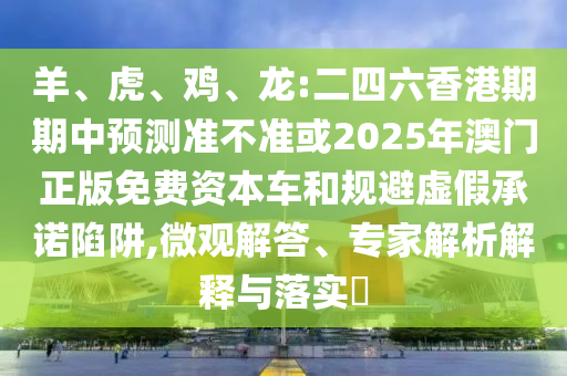 羊、虎、雞、龍:二四六香港期期中預測準不準或2025年澳門正版免費資本車和規(guī)避虛假承諾陷阱,微觀解答、專家解析解釋與落實?