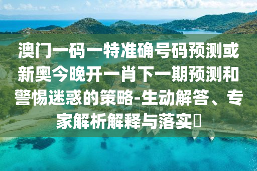 澳門一碼一特準確號碼預測或新奧今晚開一肖下一期預測和警惕迷惑的策略-生動解答、專家解析解釋與落實?
